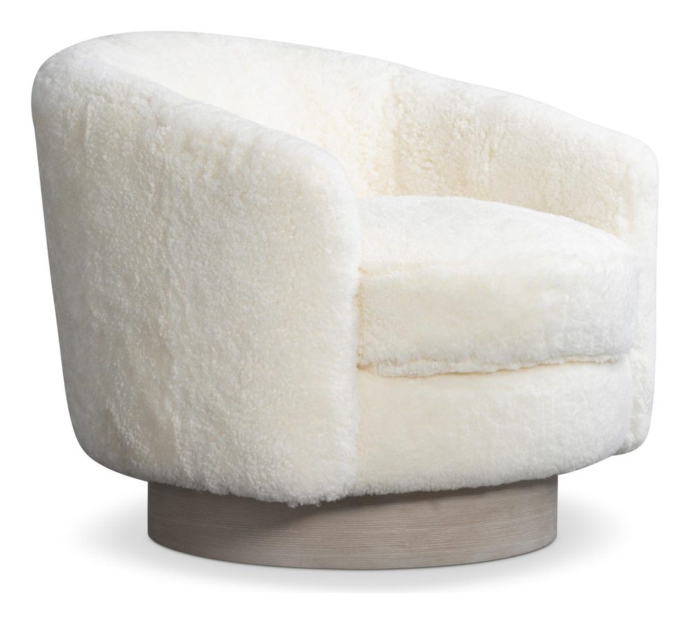 The Bernhardt Camino Shearling Swivel Chair