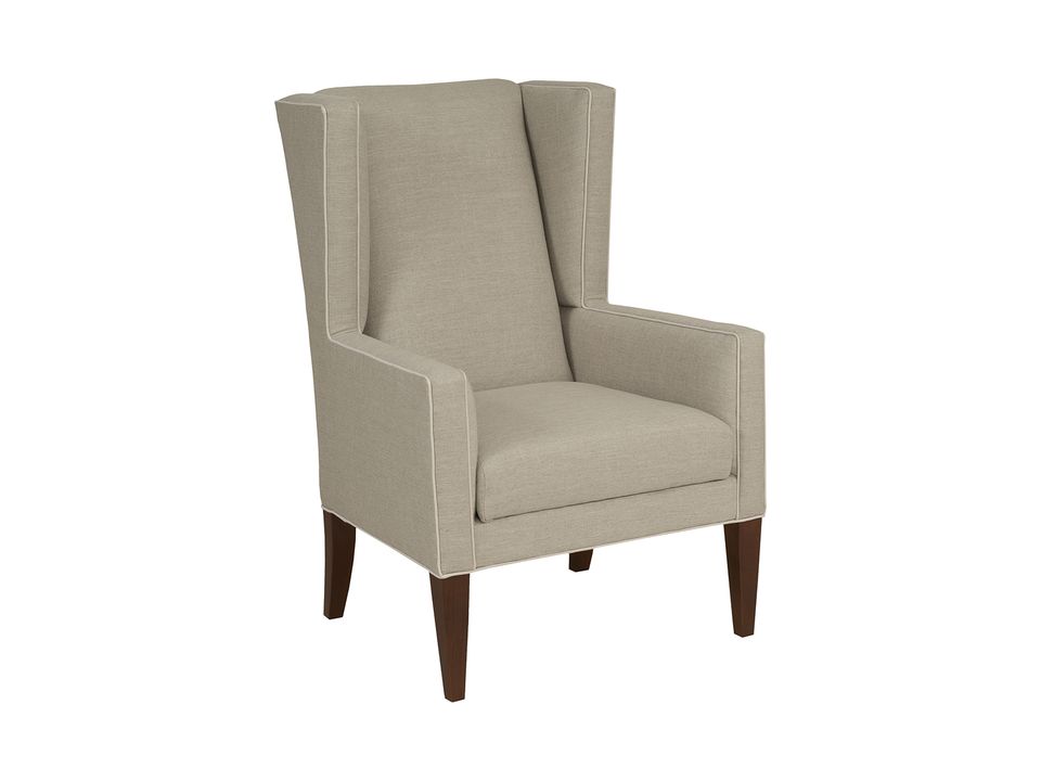 Fairfield Ella wing chair with tapered wood legs